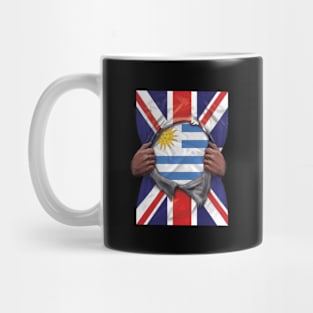 Uruguay Flag Great Britain Flag Ripped - Gift for Uraguyan From Uruguay Mug